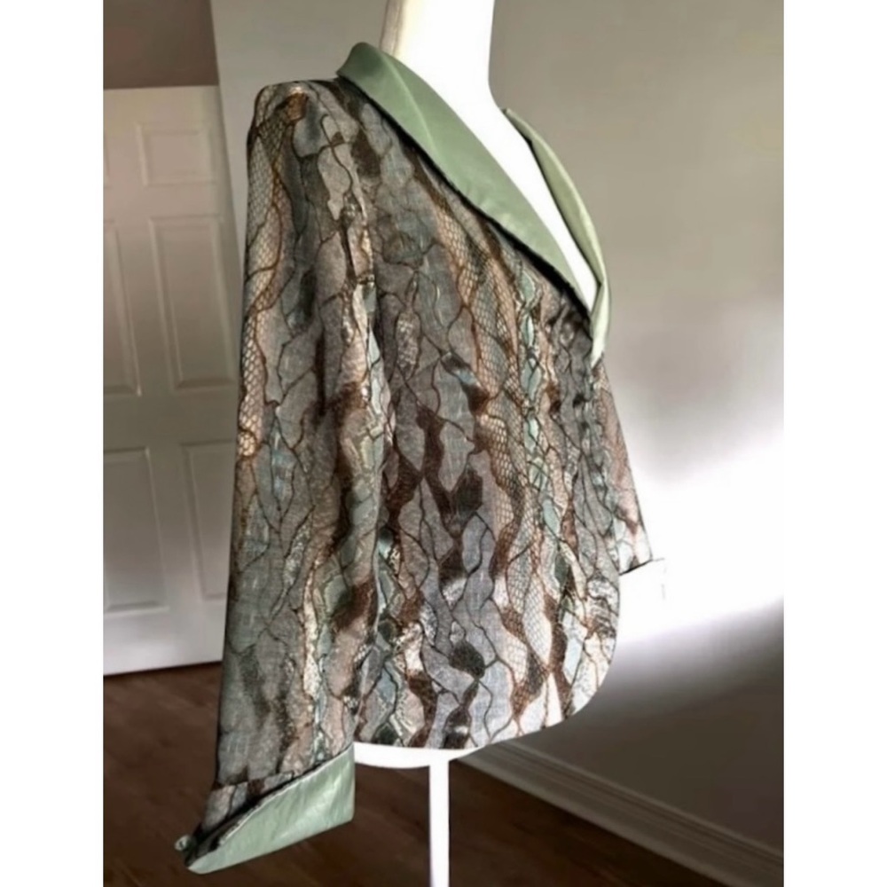 Vintage Metallic Brown Snake-Inspired Jacket • Seafoam Green Trim - Picture 13 of 15